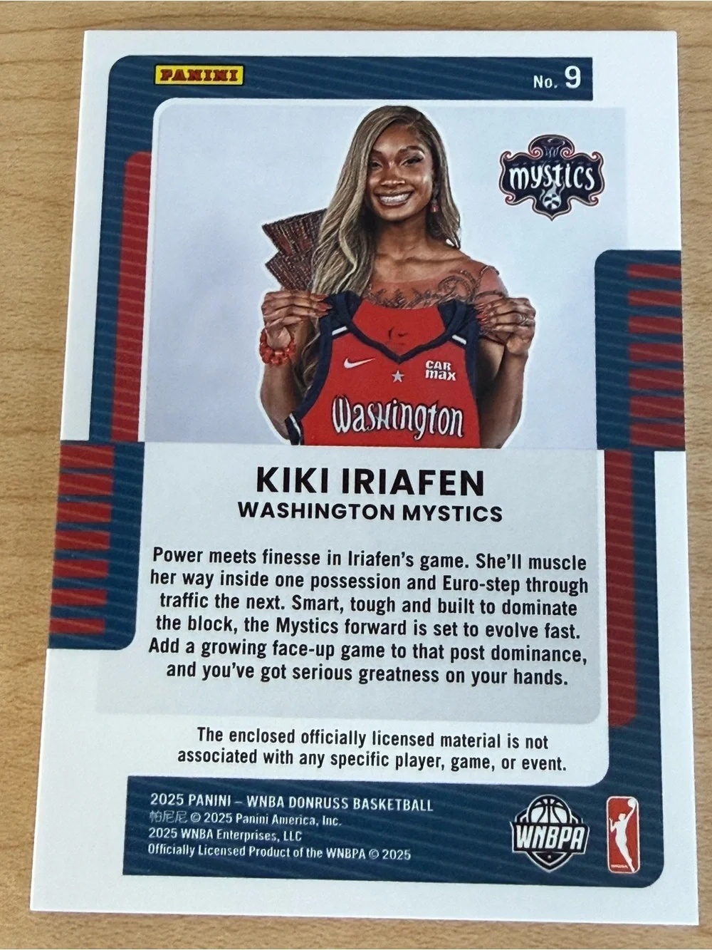Panini Kiki Iriafen Washington Mystics Card - Red/Blue